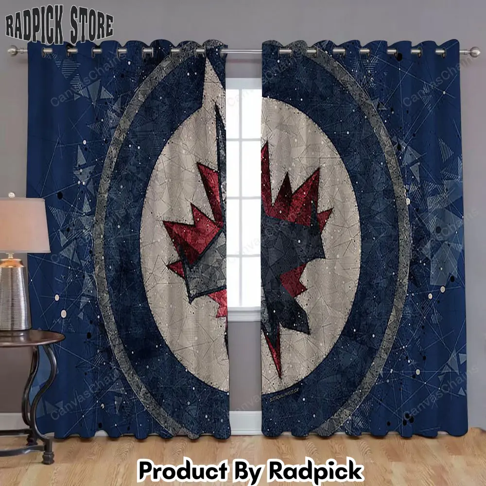Radpick winnipeg jets canadian hockey club window curtains geometric curtains living room curtains for window rp85241